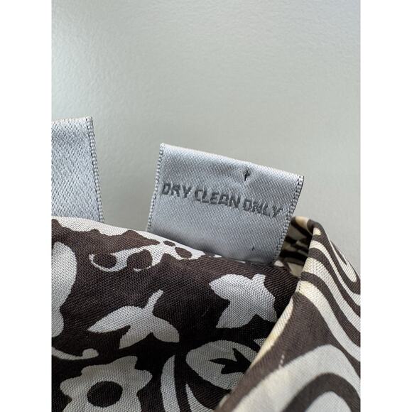 CHICOS Shirt Womens Silk Button Up Top Size 2 Large Brown Cream Resort Tribal - Picture 8 of 14